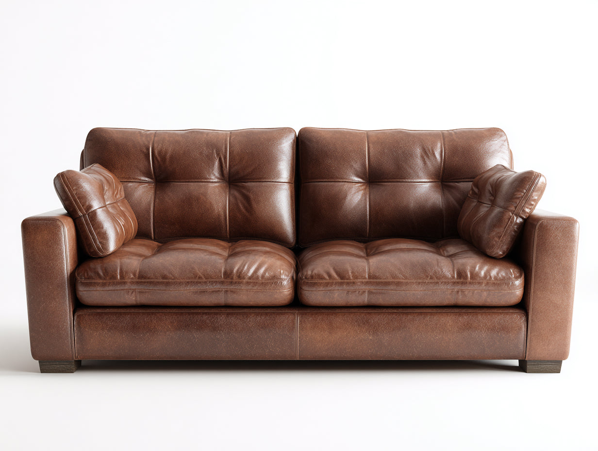 Sofás 2 plazas de piel sintética 190x88x86 cm - marrón y negro - diseño clásico acolchado