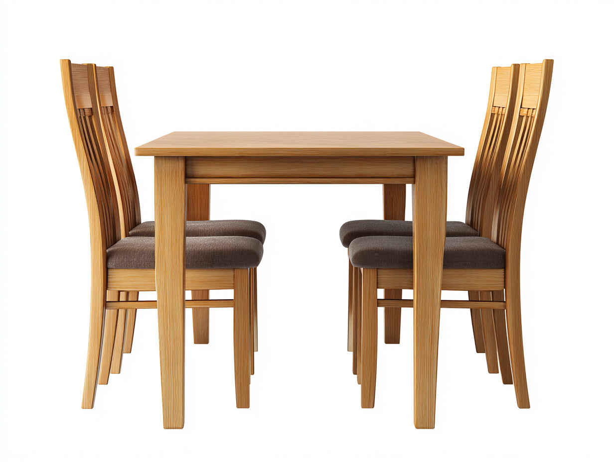 Conjuntos de comedor de jardín de madera 120x80x75 cm natural - diseño clásico con 4 sillas