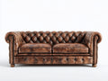 Sofás 2 plazas piel sintética 185x92x76 cm - marrón - diseño chesterfield clásico
