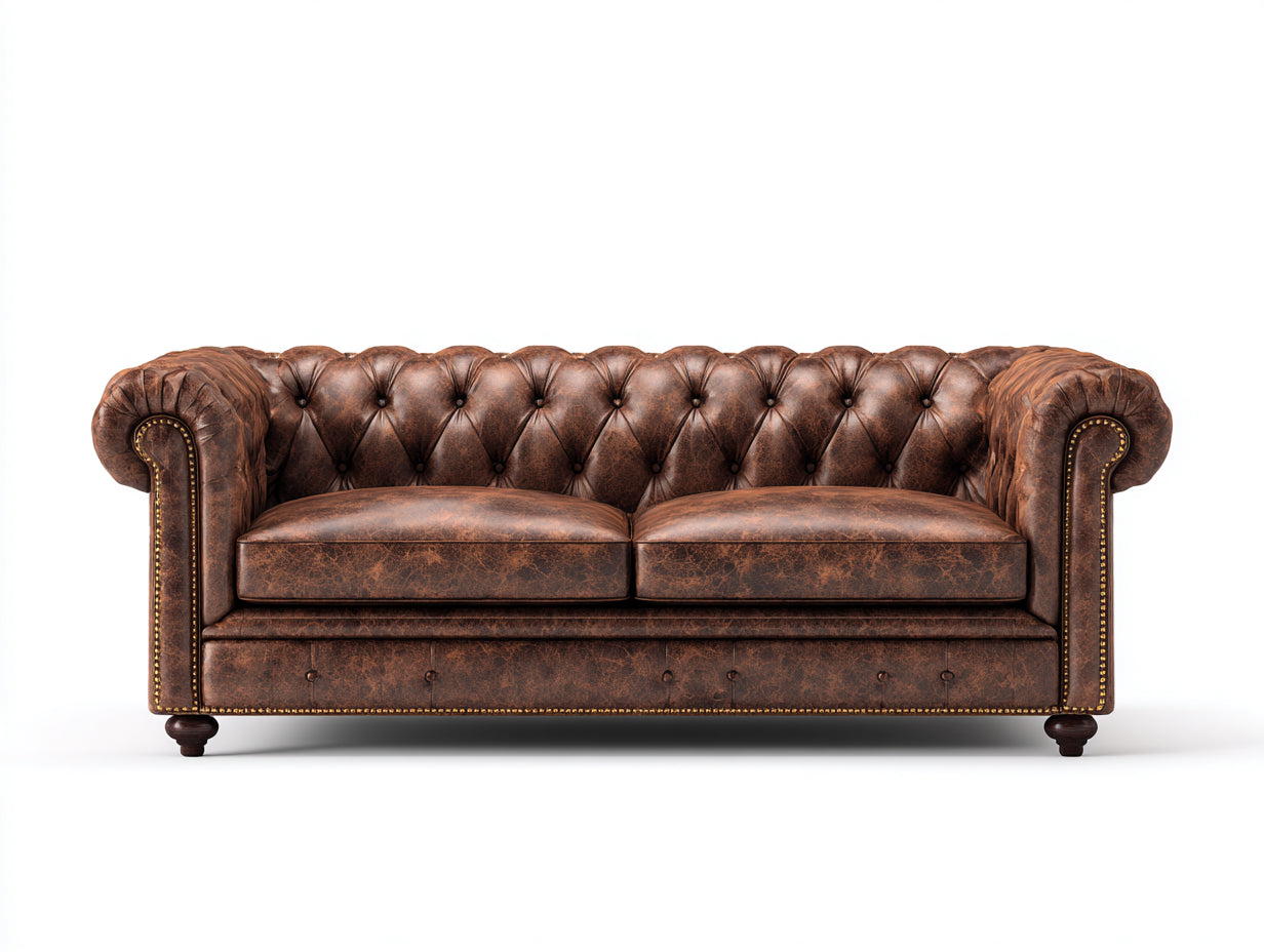 Sofás 2 plazas tapizados 195x89x77 cm - marrón - diseño clásico Chesterfield para salón