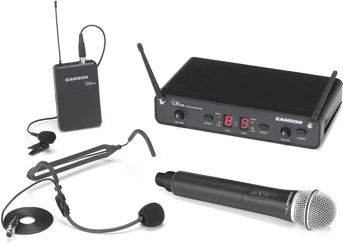 Samson Concert 288 sistema inalámbrico - Sistema de audio de 2 canales con conexión XLR - Alimentación mediante cable eléctrico - Equipo para voz presentaciones y actuaciones