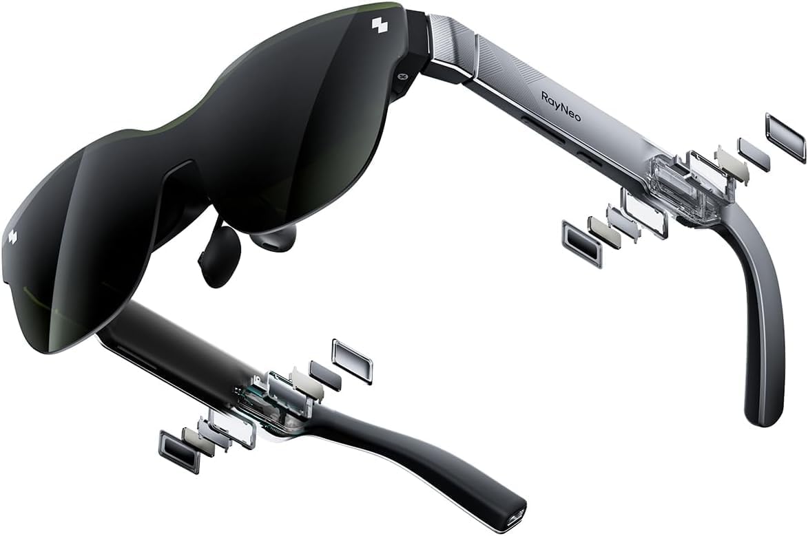 RayNeo Air 3s gafas AR XR 2025 - Pantalla HueView equivalente a 201 pulgadas FHD a 120 Hz - USB C para iPhone Android Mac PS5 - Cine portátil y videojuegos