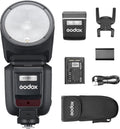 Godox V100N flash TTL para Nikon - Cabeza redonda de 100 W y HSS 1 a 8000 s - Luz LED de relleno integrada - Sistema inalámbrico RF y batería Li Ion incluida