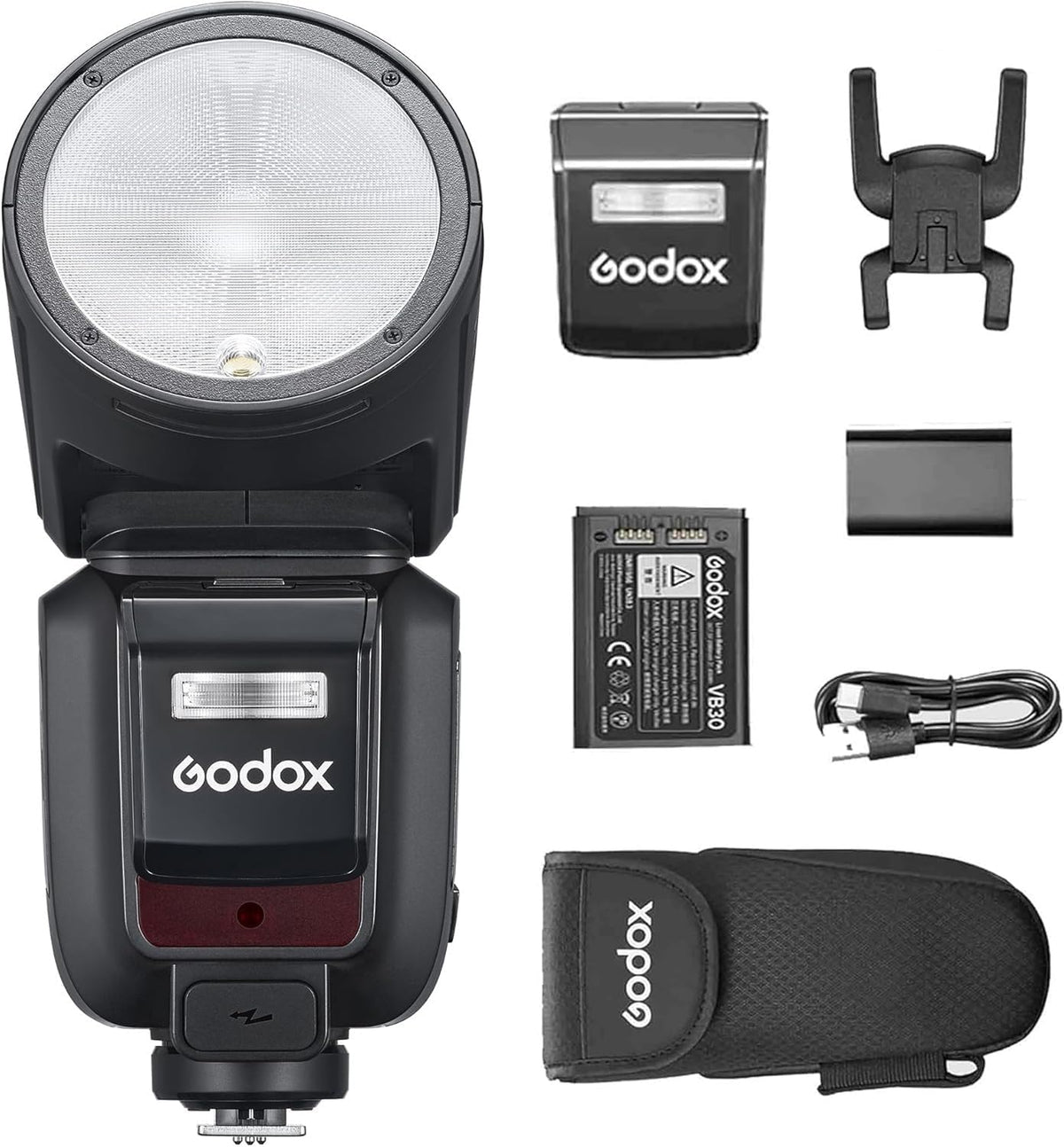 Godox V100N flash TTL para Nikon - Cabeza redonda de 100 W y HSS 1 a 8000 s - Luz LED de relleno integrada - Sistema inalámbrico RF y batería Li Ion incluida