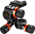 K F Concept GD 3W - Cabezal con engranajes de 3 vías para trípode - Capacidad máxima 6 kg y construcción de aluminio CNC - Para cámara videocámara fotografía vlogging y contenido