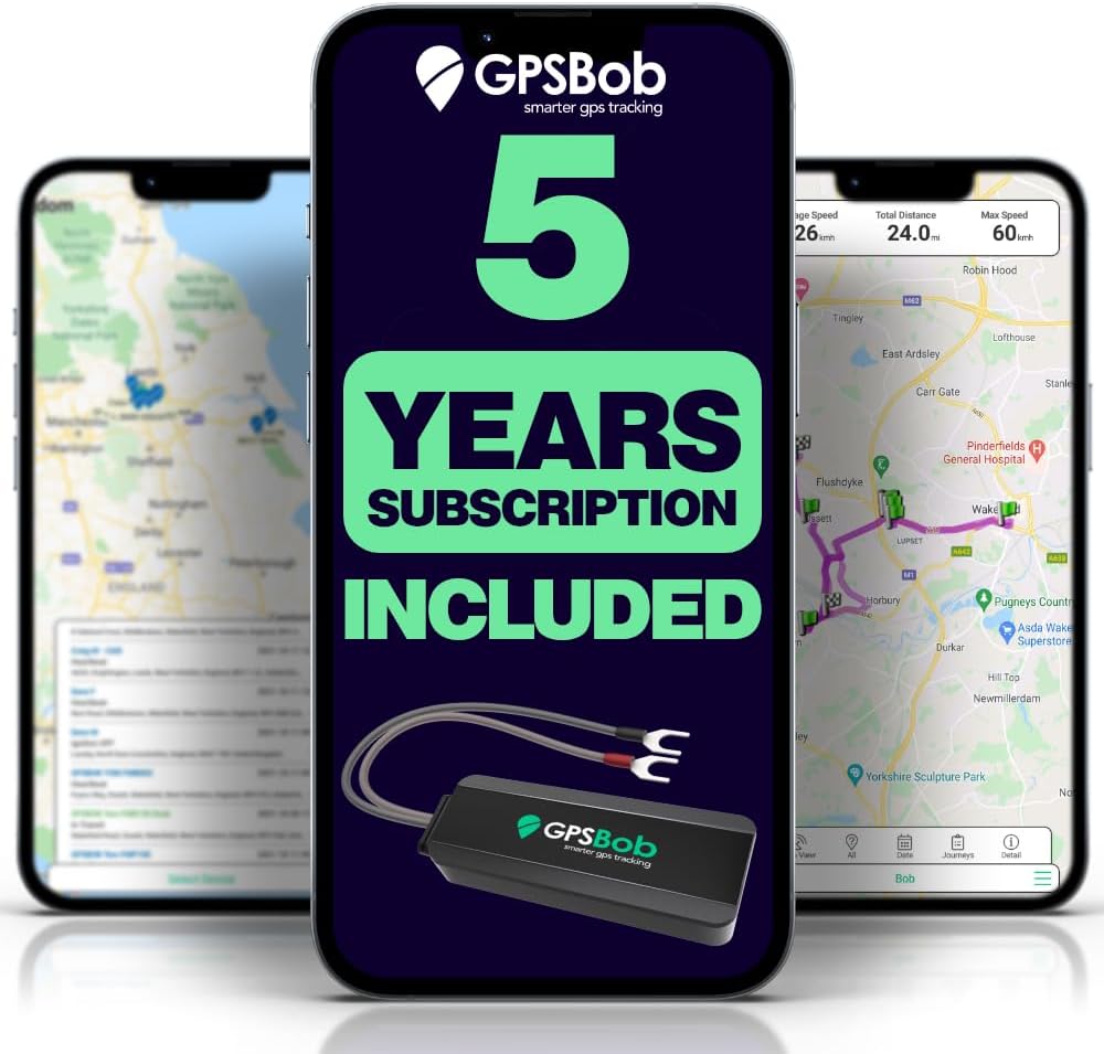 Rastreador GPS 4G con cable para vehículos - Alimentación de 12 y 24 V para coche furgoneta camión y caravana - Seguimiento en tiempo real - Sin cuotas mensuales con 5 años de servicio