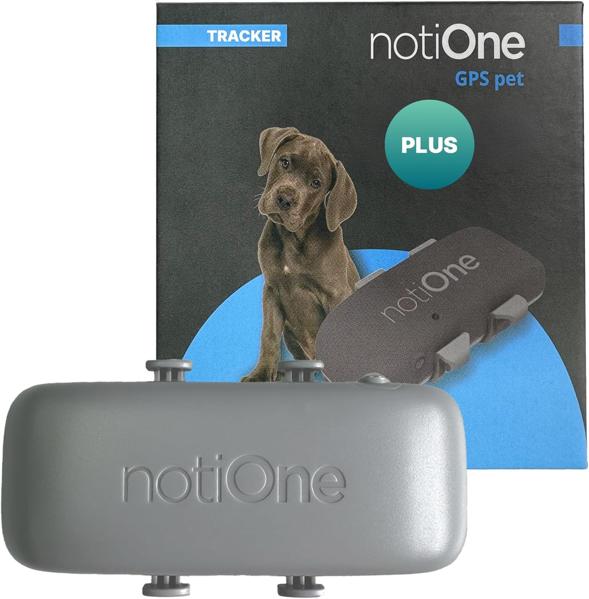 Localizador GPS Plus para perros sin suscripción - LTE GPRS con aplicación notiOne y geocerca - Historial de ubicación y alertas inteligentes - Batería hasta 5 días y resistencia al agua