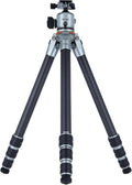 Rollei Lion Rock Pro - Trípode de carbono con cabezal incluido - Altura máxima 147,5 cm y capacidad de carga 20 kg - Diseño ultraligero con puntas intercambiables para cámara