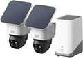 eufy Security SoloCam S340 - Kit de 2 cámaras solares WiFi exteriores 3K con HomeBase 3 - Vigilancia PTZ de 360 grados - WiFi 2,4 GHz montaje mural y acabado negro blanco