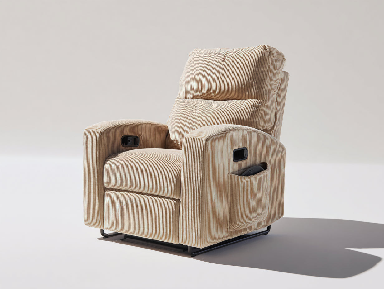 Sillones reclinables de tela 92x88x108 cm beige - diseño acolchado con reposapiés