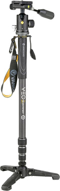 Vanguard VEO 2S CM 264TBP120T - Monopié de fibra de carbono con rótula de bola - Altura máxima 172,5 cm y carga de 12 kg - Plegable para cámara smartphone y videocámara