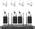 Phenyx Pro PTU 7000 4B sistema de micrófonos - 4 canales UHF con 4 x 40 frecuencias - Bodypacks auriculares y micrófonos de solapa - Alcance de 328 pies y escaneo automático
