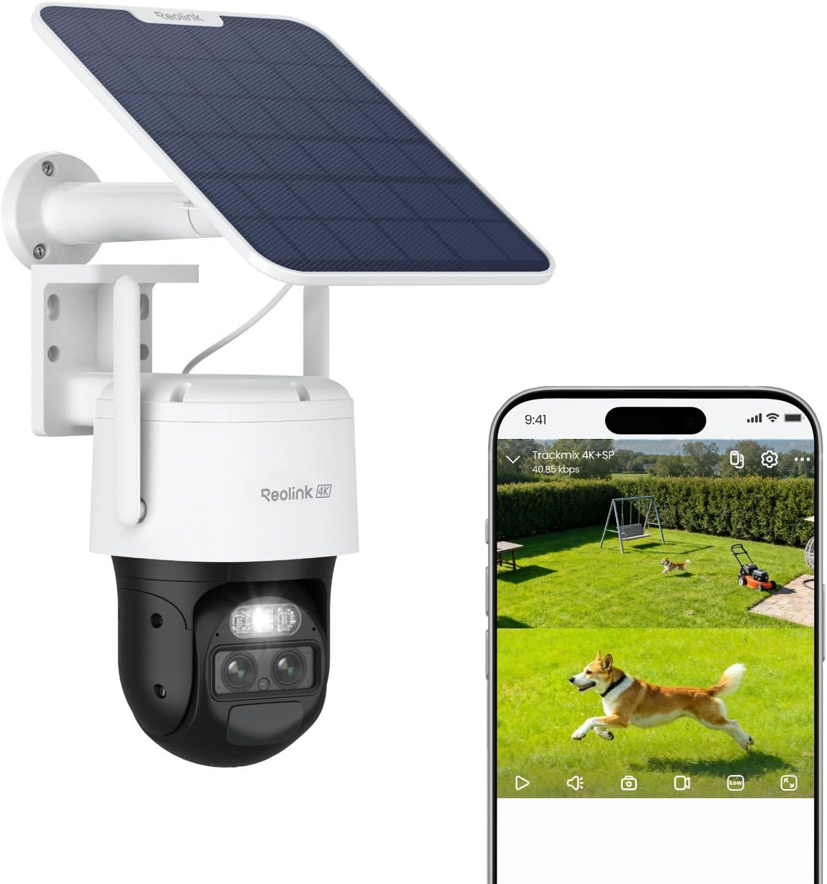 Reolink TrackMix cámara solar 4K WiFi 6 - Doble lente de 8 MP con PTZ de 360 grados - Seguimiento automático y detección inteligente - WiFi 2,4 y 5 GHz con panel solar
