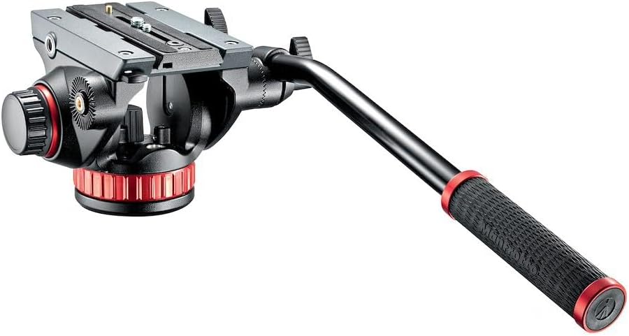 Manfrotto MVH502AH - Cabezal de vídeo de aluminio con base plana - Capacidad máxima de 4 kg y palanca fija - Para cámaras de vídeo DSLR creación de contenido y streaming