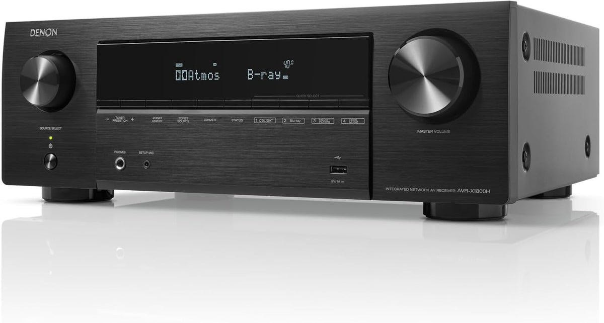 Denon AVR X1800H receptor AV - Sonido envolvente 7.2 con Dolby Atmos y DTS X - 6 puertos HDMI con soporte 8K - HEOS Audyssey y control Android iOS
