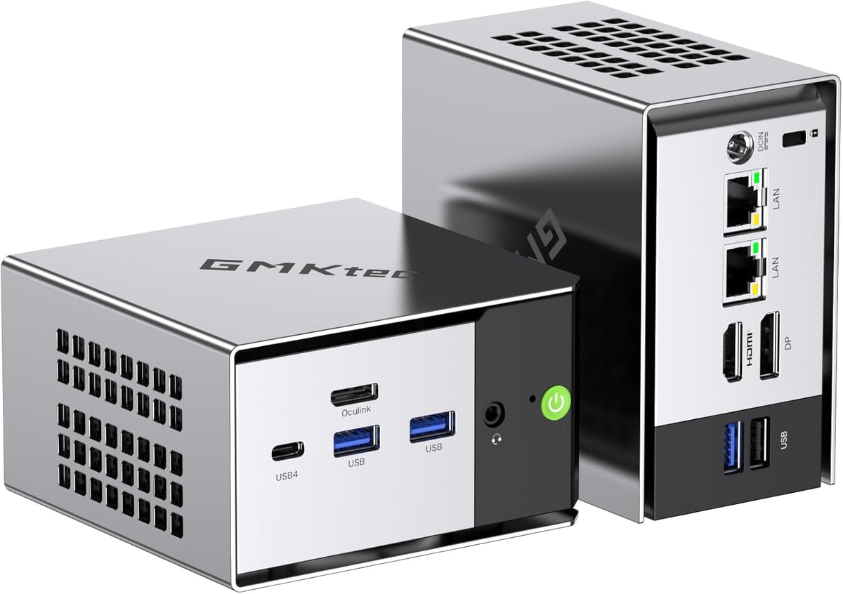 GMKtec M8 Mini PC Gaming - Ryzen 5 Pro 6650H con 16 GB DDR5 y SSD M.2 de 1 TB - OCuLink doble LAN 2,5G y triple pantalla 8K - WiFi 6E para oficina y gaming