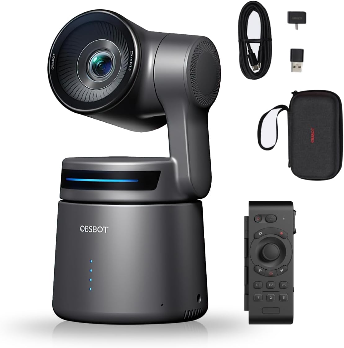 OBSBOT Tail Air NDI cámara PTZ 4K - Seguimiento mediante IA y control por gestos - HDMI USB C PoE y conexión inalámbrica - Streaming para eventos deportes e iglesias