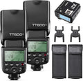 Godox TT600 kit de 2 flashes para Canon - Número guía 60 y HSS 1 a 8000 s - Incluye transmisor X2T C - Sistema X inalámbrico 2,4 GHz con modos maestro y esclavo
