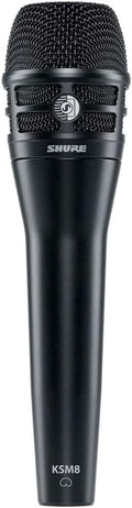 Shure KSM8 Dualdyne micrófono vocal dinámico - Diseño de 2 membranas con patrón unidireccional - Acabado negro para canto y actuaciones - Conexión XLR con soporte y bisagra incluidos