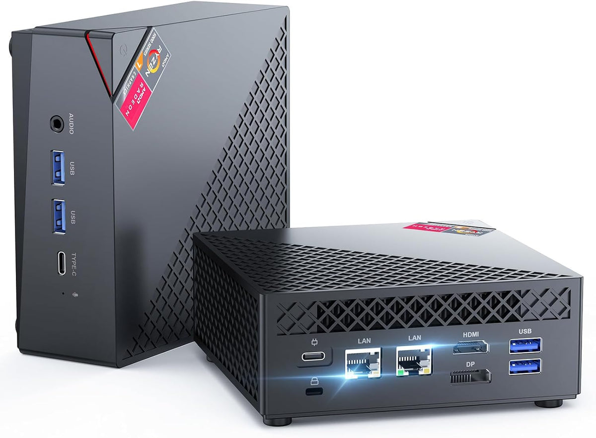 NiPoGi AM06PRO - Mini PC Ryzen 5 7430U con 16 GB DDR4 y SSD M.2 de 512 GB - Triple pantalla 4K con DP HDMI y Tipo C - WiFi 6 Bluetooth 5.2 y doble LAN para oficina