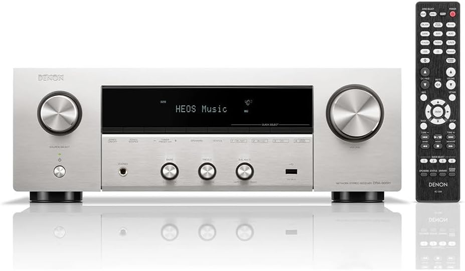 Denon DRA 900H amplificador AV - 2,2 canales y 145 W - 6 HDMI con soporte 8K - HEOS Bluetooth WiFi Ethernet y USB