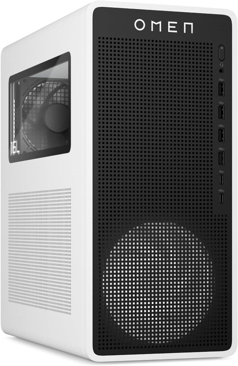 HP OMEN 16L PC Gaming - Intel Core Ultra 5 225F con 32 GB RAM - SSD de 1 TB y GeForce RTX 5060 de 8 GB - Torre blanca con FreeDOS para gaming y edición