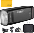 Godox AD200Pro - Flash portátil TTL de 200 Ws con HSS 1 a 8000 s - Batería 2900 mAh y hasta 500 destellos a máxima potencia - Cabezal Fresnel y bombilla desnuda con sistema 2,4 GHz