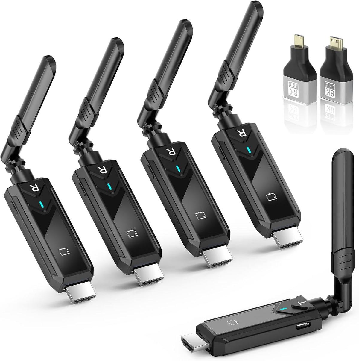 Transmisor HDMI inalámbrico con 4 receptores - Vídeo 1080p hasta 150 m - Extensor inalámbrico 5G para TV proyector y monitor - HDMI y Chromecast