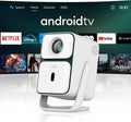 Proyector portátil de tiro corto - Full HD 1080p nativo con Android TV y Netflix oficial - Giro de 120 grados para cine en casa - WiFi Bluetooth HDMI y diseño portátil