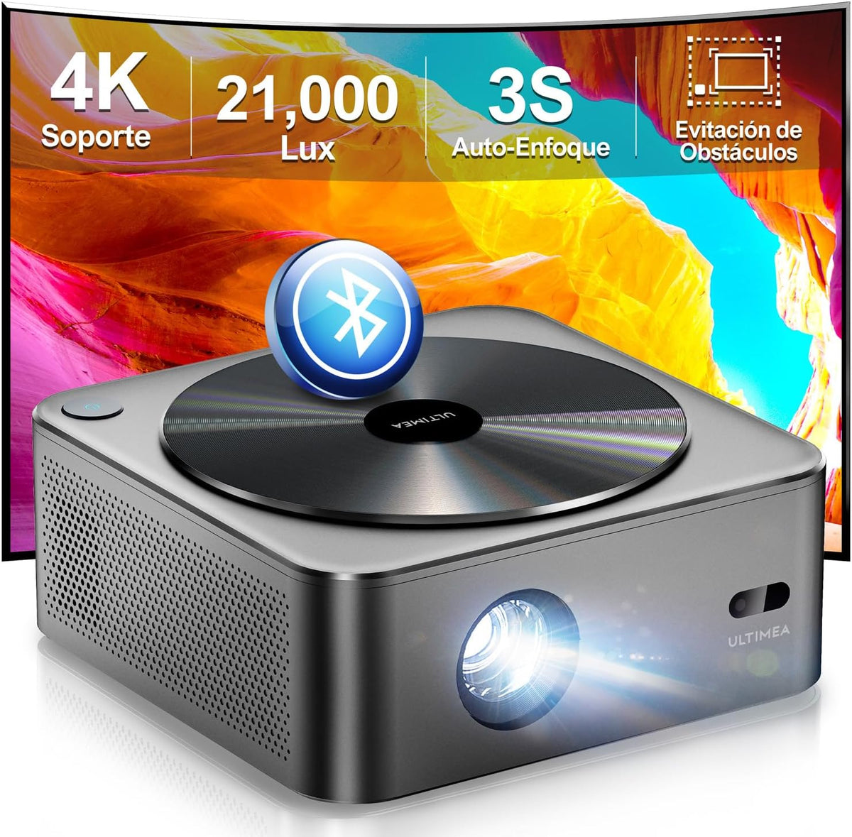 Ultimea proyector Full HD - 1080P nativo con 700 ANSI y 21000 lúmenes indicados - WiFi 5G Bluetooth y pantalla LCD - Autoenfoque y corrección automática para cine en casa