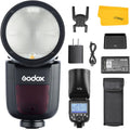 Godox V1S flash TTL para Sony - Cabeza redonda con HSS 1 a 8000 s - Hasta 480 destellos y reciclaje de 1,5 s - Sistema 2,4 GHz con lámpara LED de 10 niveles