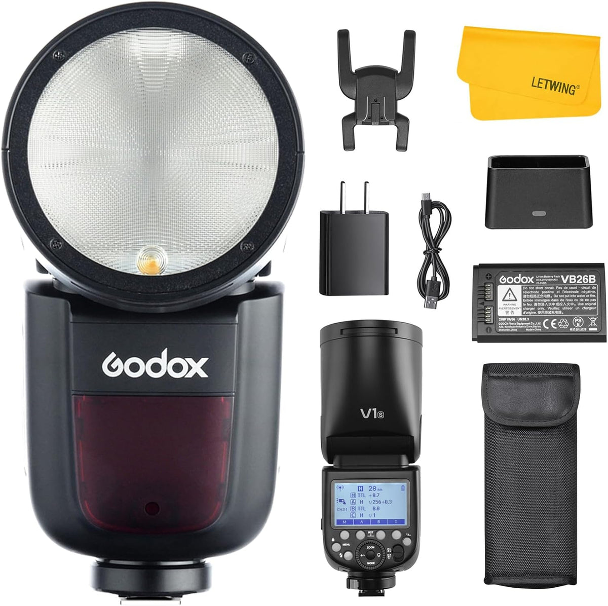 Godox V1S flash TTL para Sony - Cabeza redonda con HSS 1 a 8000 s - Hasta 480 destellos y reciclaje de 1,5 s - Sistema 2,4 GHz con lámpara LED de 10 niveles