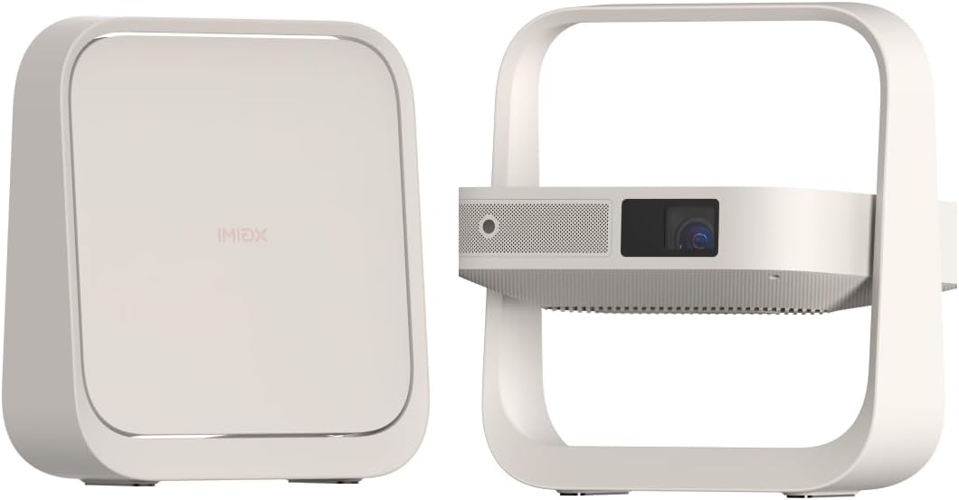 XGIMI Elfin Flip - Proyector DLP Full HD 1080P de 400 lúmenes ISO - Netflix licenciado y soporte ajustable integrado - WiFi Bluetooth y altavoces 2 x 3 W para cine en casa