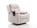 Sillones reclinables de pana 94x90x104 cm - beige claro - diseño acolchado con mando lateral para salón