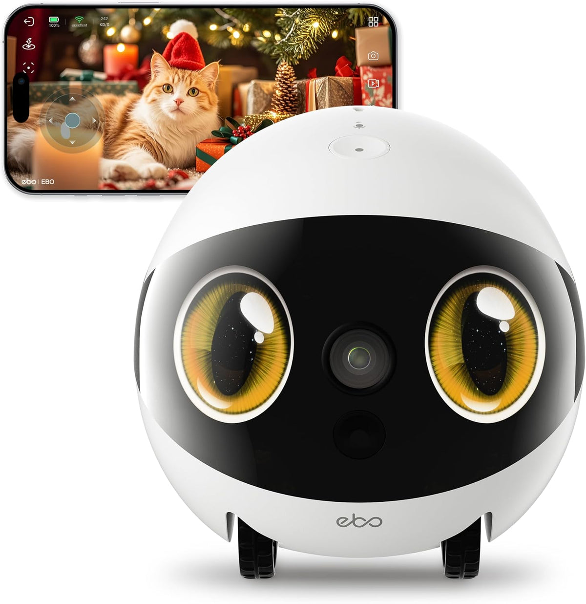 Enabot EBO Air 2S - Robot móvil inteligente con cámara de patrulla 2,5K - Doble pantalla audio bidireccional y visión nocturna - Batería con recarga automática y WiFi para hogar y mascotas