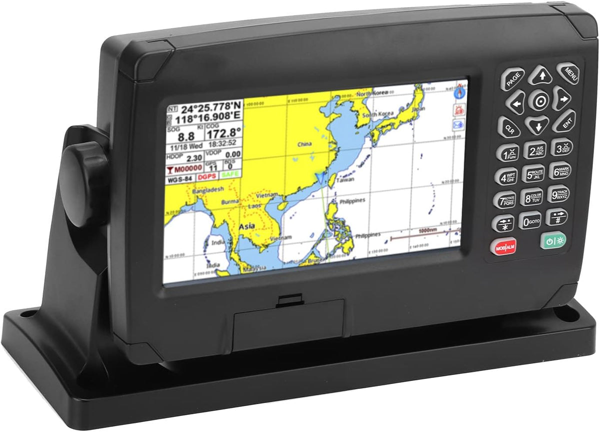 Plotter GPS marino con AIS - Pantalla táctil de 7 pulgadas y resolución 800 x 480 - Posicionamiento dual GPS BDS y mapas duales - USB y diseño impermeable para barco