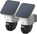eufy Security SoloCam S340 - Kit de 2 cámaras solares WiFi exteriores 3K - Vigilancia panorámica de 360 grados - WiFi 2,4 GHz y compatibilidad con HomeBase 3 para seguridad exterior