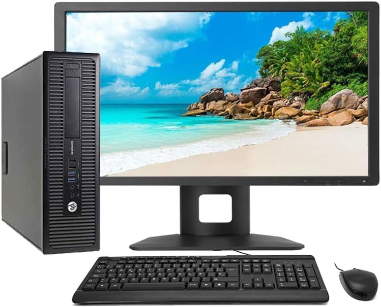 HP EliteDesk 800 G1 reacondicionado - Intel Core i5 4570 con 16 GB RAM - SSD de 240 GB más HDD de 500 GB - Monitor TFT de 23 pulgadas WiFi y periféricos