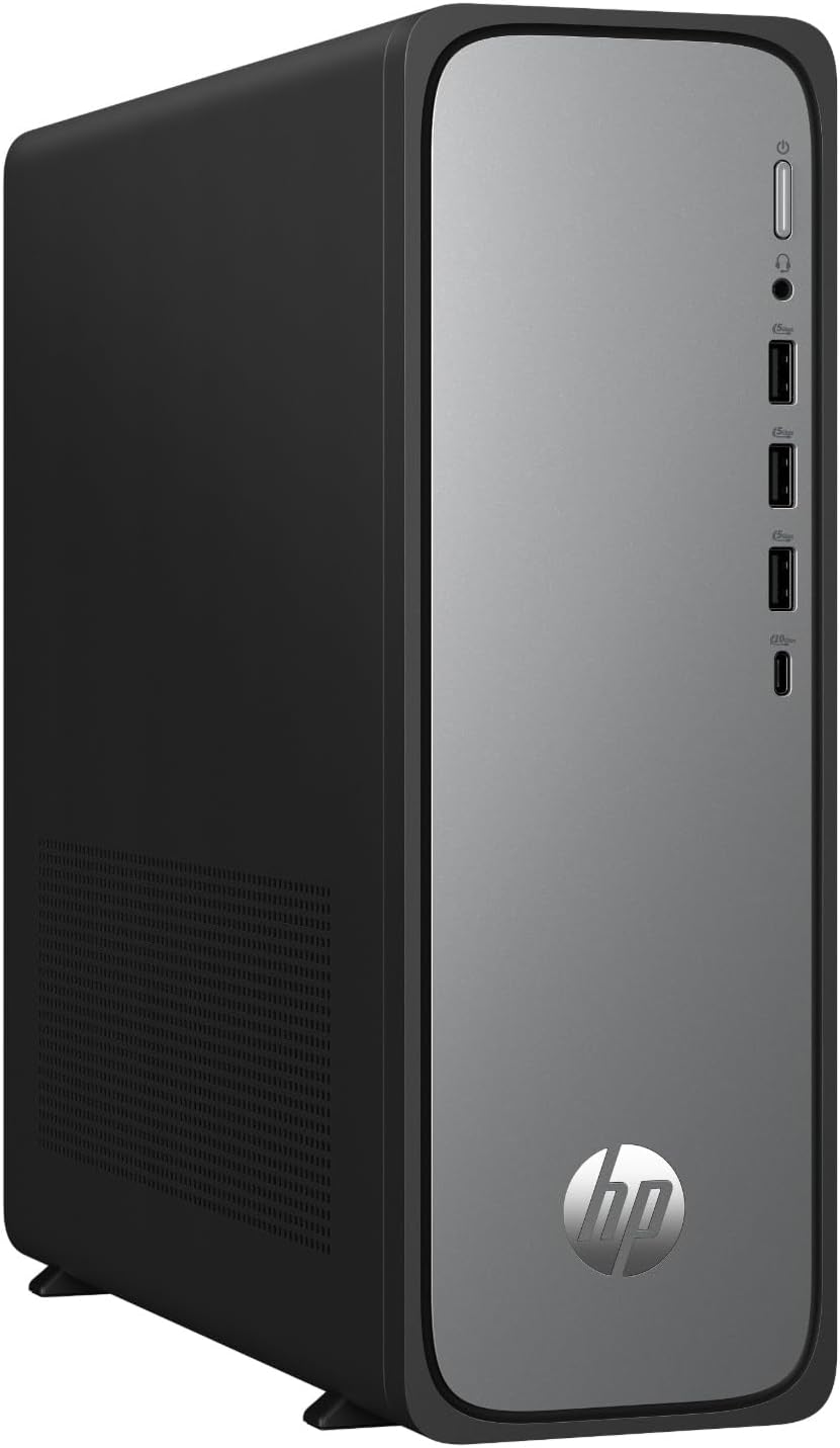 HP OmniDesk Slim - PC sobremesa Intel Core i5 14400 con 16 GB DDR5 y SSD de 512 GB - Gráficos Intel integrados y FreeDOS - Torre gris para oficina educación y uso diario