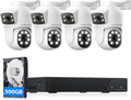 CAMCAMP SC52 - Kit PoE de 4 cámaras 2K 4 MP de doble lente - NVR H265 Plus de 8 canales con disco duro de 500 GB - Grabación continua visión nocturna y alertas por correo