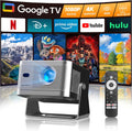 Alwtniet HY350GT - Proyector portátil Full HD 1080P compatible con 4K y 650 lm - Google TV WiFi Bluetooth y autoenfoque - Keystone 6D y tiro ultracorto para cine en casa