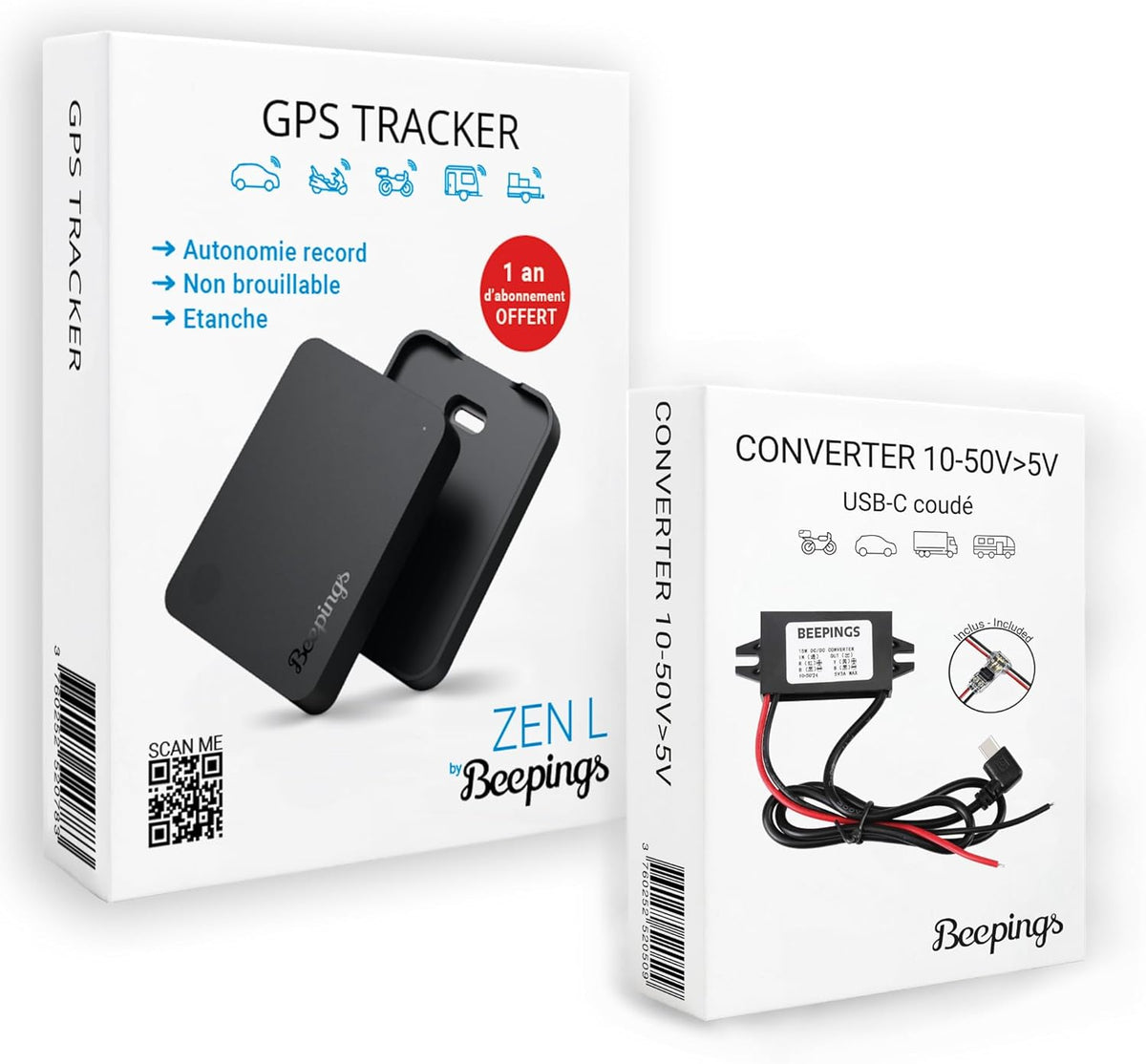 Zen L Pack Tracker GPS - Rastreador con convertidor de tensión de 10 a 50 V - Batería de hasta 730 días y función SOS - Para vehículos flotas y seguimiento personal