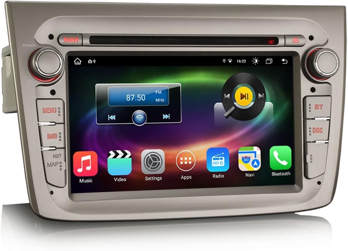 Erisin radio Android 14 para Alfa Romeo Mito - Pantalla táctil de 7 pulgadas con 4 GB RAM y 64 GB - CarPlay Android Auto GPS y DVD - DSP Bluetooth WiFi MirrorLink y DAB