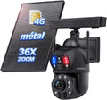 Cámara solar 4G de 6 MP - Doble lente con zoom óptico 36 aumentos y tarjeta SIM - Detección humana PIR dual y visión nocturna en color - Panel solar audio bidireccional e IP67