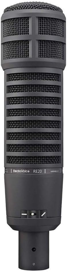 Electro Voice RE20 - Micrófono XLR para broadcast y grabación - Compatible con amplificadores interfaces consolas y grabadores - Diseño para voz radio podcast y producción de audio