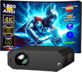 Unicview K5000 proyector 4K - Full HD 1080p y 1800 lúmenes ANSI - Android TV enfoque motorizado y Keystone 4D - WiFi 6 HDMI USB C audio 3,5 mm y altavoces de 10 W
