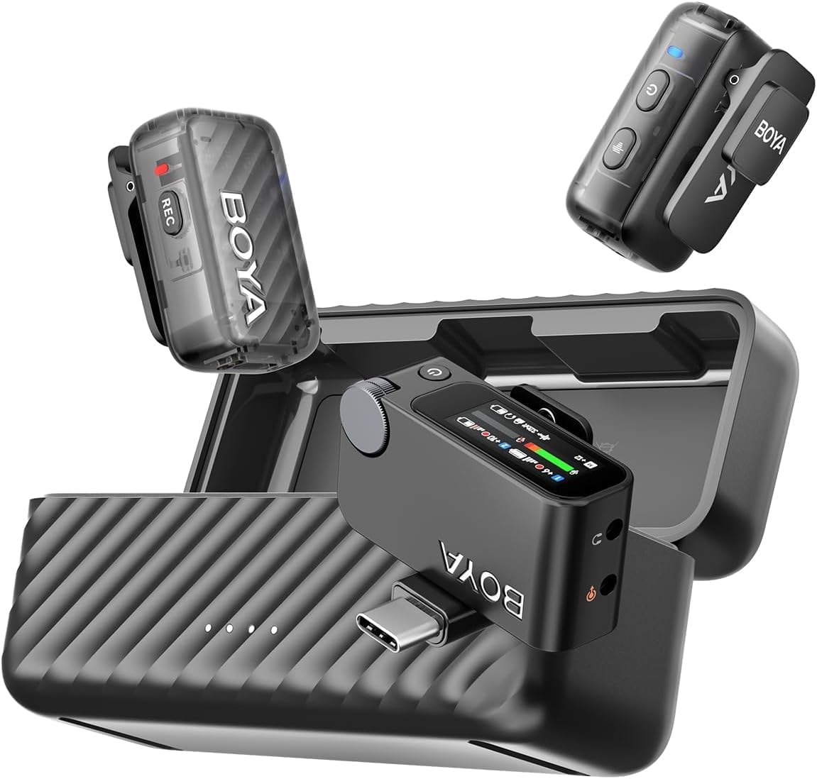 BOYA BOYAMIC 2 01 - Micrófono lavalier inalámbrico USB C para móvil PC y tableta - Audio 48 kHz 32 bits y alcance de 300 m - Reducción de ruido IA y patrón omnidireccional