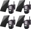 Xega - Kit de 4 cámaras solares WiFi exteriores 2K - Detección PIR de personas y visión nocturna - Audio bidireccional con montaje mural y control desde smartphone