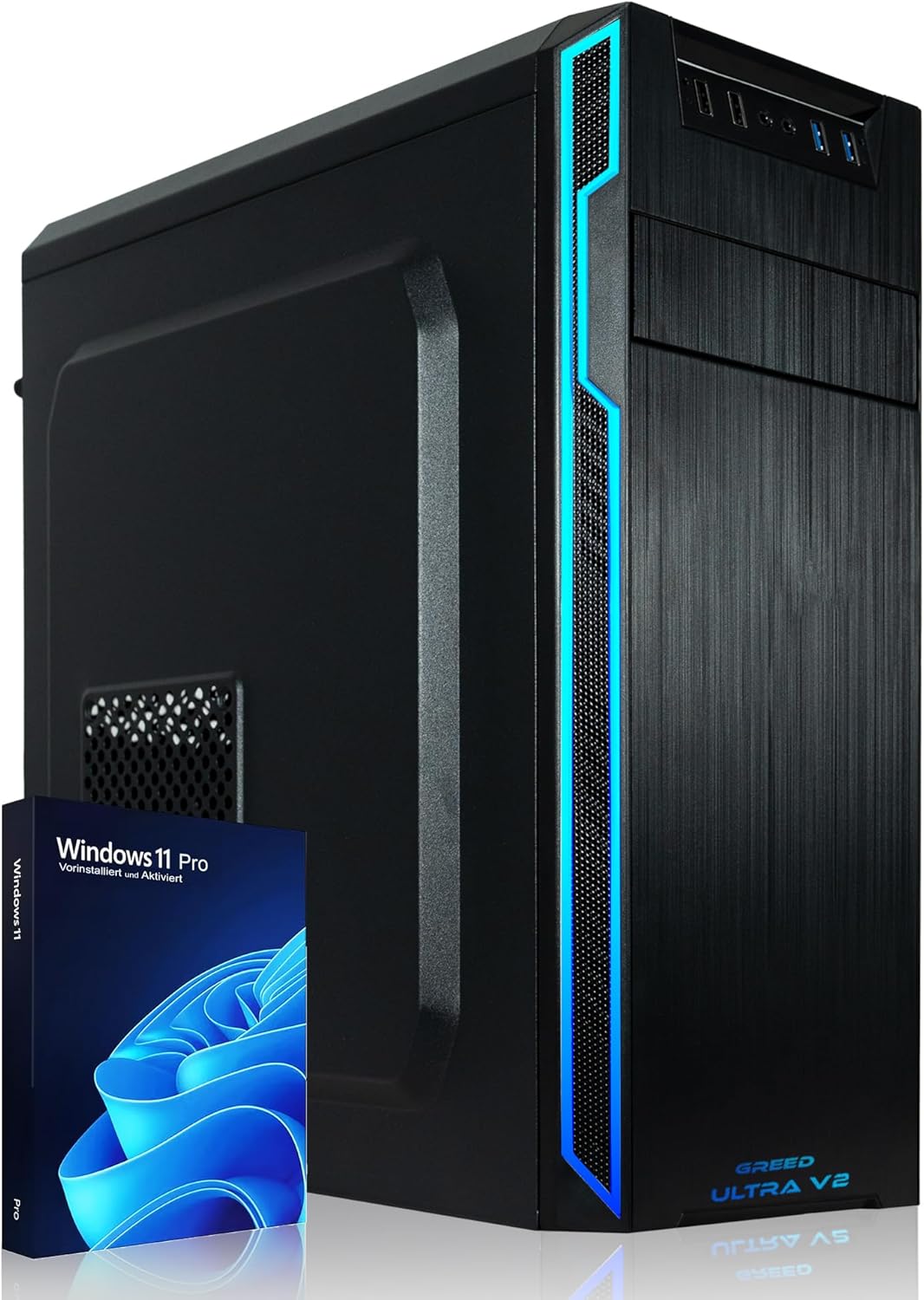 Greed PC Ultra V2 ordenador de sobremesa - Intel Core i7 12700F a 4,8 GHz con 16 GB RAM - SSD de 1 TB más HDD de 1 TB - Windows 11 Pro WiFi DVD RW y USB 3.1