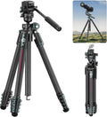 ULANZI JJ06 GlideGo - Trípode de vídeo de fibra de carbono hasta 183 cm - Capacidad máxima de 18 kg con doble cabezal panorámico - Giro 360 grados placa Uka y mango destornillador